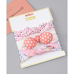Babyhug Headbands with Heart Applique Pack of 3 - Multicolor