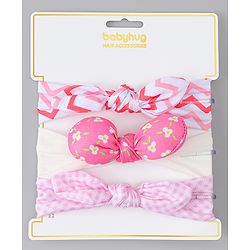 Babyhug Headbands with Floral Applique Pack of 3 - Pink