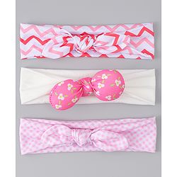 Babyhug Headbands with Floral Applique Pack of 3 - Pink