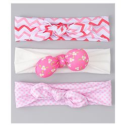 Babyhug Headbands with Floral Applique Pack of 3 - Pink
