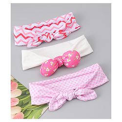 Babyhug Headbands with Floral Applique Pack of 3 - Pink