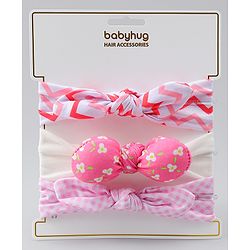 Babyhug Headbands with Floral Applique Pack of 3 - Pink