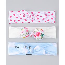 Babyhug Headbands With Bow Applique Pack of 3 - Multicolor