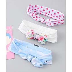 Babyhug Headbands With Bow Applique Pack of 3 - Multicolor