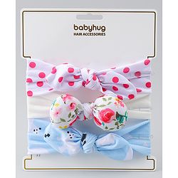Babyhug Headbands With Bow Applique Pack of 3 - Multicolor