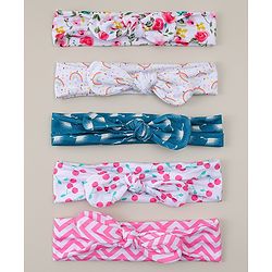 Babyhug Headbands with Bow & Floral Applique Pack of 5 - Multicolor