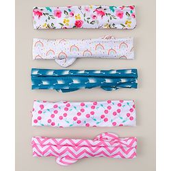 Babyhug Headbands with Bow & Floral Applique Pack of 5 - Multicolor