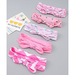 Babyhug Headbands with Bow Applique Pack of  5 -  Pink