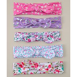 Babyhug Headbands With Bow Applique Pack of 5 - Multicolor