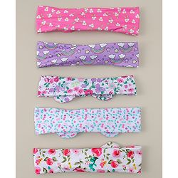 Babyhug Headbands With Bow Applique Pack of 5 - Multicolor