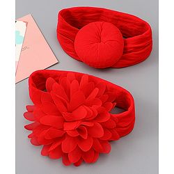 Babyhug Free Size Headbands With Floral & Bow Applique Pack of 2 - Red