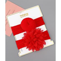 Babyhug Free Size Headbands With Floral & Bow Applique Pack of 2 - Red