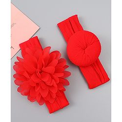 Babyhug Free Size Headbands With Floral & Bow Applique Pack of 2 - Red