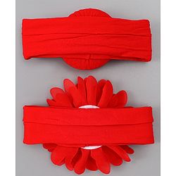 Babyhug Free Size Headbands With Floral & Bow Applique Pack of 2 - Red
