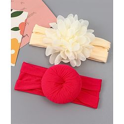 Babyhug Free Size Headbands With Floral & Bow Applique Pack of 2 - Red