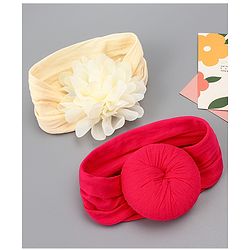 Babyhug Free Size Headbands With Floral & Bow Applique Pack of 2 - Red