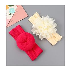 Babyhug Free Size Headbands With Floral & Bow Applique Pack of 2 - Red