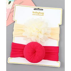 Babyhug Free Size Headbands With Floral & Bow Applique Pack of 2 - Red