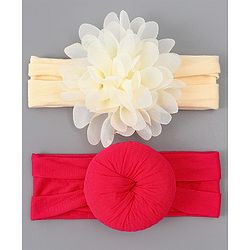Babyhug Free Size Headbands With Floral & Bow Applique Pack of 2 - Red