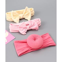 Babyhug Free Size Headbands With Bow Applique Pack of 3 - Multicolor