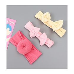 Babyhug Free Size Headbands With Bow Applique Pack of 3 - Multicolor
