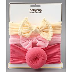 Babyhug Free Size Headbands With Bow Applique Pack of 3 - Multicolor