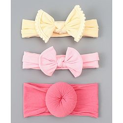 Babyhug Free Size Headbands With Bow Applique Pack of 3 - Multicolor