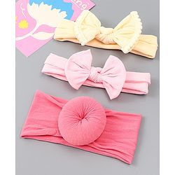 Babyhug Free Size Headbands With Bow Applique Pack of 3 - Multicolor