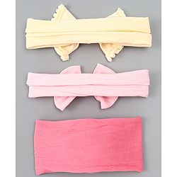 Babyhug Free Size Headbands With Bow Applique Pack of 3 - Multicolor