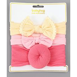 Babyhug Free Size Headbands With Bow Applique Pack of 3 - Multicolor