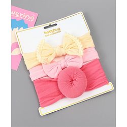 Babyhug Free Size Headbands With Bow Applique Pack of 3 - Multicolor