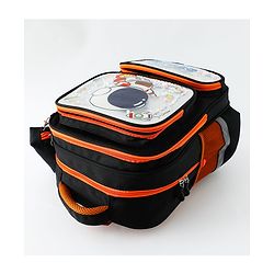 Space Kids School Backpack with Detachable Pencil Pouch 17L - Black| Water-Resistant Polyester| Bag for Boys & Girls| Lightweight & Durable| 3 Compartment & Front Zipper| Bottle Pouch