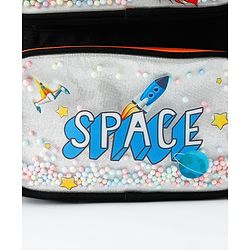 Space Kids School Backpack with Detachable Pencil Pouch 17L - Black| Water-Resistant Polyester| Bag for Boys & Girls| Lightweight & Durable| 3 Compartment & Front Zipper| Bottle Pouch