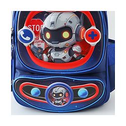 Space Kids School Backpack with Detachable Pencil Pouch 17L - Black| Water-Resistant Polyester| Bag for Boys & Girls| Lightweight & Durable| 3 Compartment & Front Zipper| Bottle Pouch