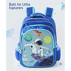 Space Kids School Backpack with Detachable Pencil Pouch 17L - Black| Water-Resistant Polyester| Bag for Boys & Girls| Lightweight & Durable| 3 Compartment & Front Zipper| Bottle Pouch