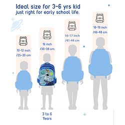 Space Kids School Backpack with Detachable Pencil Pouch 17L - Black| Water-Resistant Polyester| Bag for Boys & Girls| Lightweight & Durable| 3 Compartment & Front Zipper| Bottle Pouch