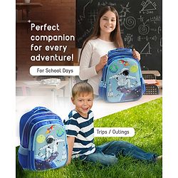 Space Kids School Backpack with Detachable Pencil Pouch 17L - Black| Water-Resistant Polyester| Bag for Boys & Girls| Lightweight & Durable| 3 Compartment & Front Zipper| Bottle Pouch