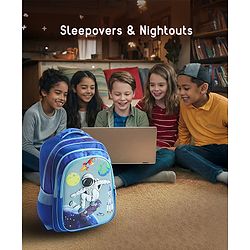 Space Kids School Backpack with Detachable Pencil Pouch 17L - Black| Water-Resistant Polyester| Bag for Boys & Girls| Lightweight & Durable| 3 Compartment & Front Zipper| Bottle Pouch