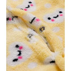 Babyhug Velour Knit Full Sleeves Winter Wear Footed Sleepsuit With Bunny Print - Yellow
