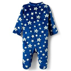 Babyhug Knit Full Sleeves Footed Sleepsuit With Star Print - Navy Blue