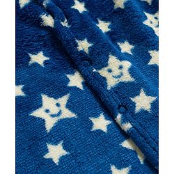 Babyhug Knit Full Sleeves Footed Sleepsuit With Star Print - Navy Blue
