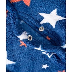 Babyhug Velour Knit Full Sleeves Winter Wear Sleepsuit With Star Print - Navy Blue