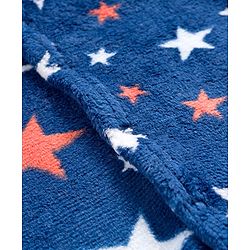 Babyhug Velour Knit Full Sleeves Winter Wear Sleepsuit With Star Print - Navy Blue