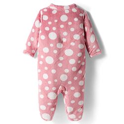 Babyhug Velour Knit Full Sleeves Winter Sleepsuit with Polka Dot - Pink