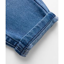 Babyhug Denim Full Length Jeans With Stretch & Text Print - Blue
