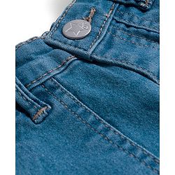 Babyhug Denim Mid Thigh Washed Shorts With Stretch & Text Embroidery -