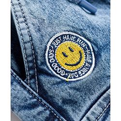 Babyhug Denim Above Knee Length Washed Bermuda With Stretch - Blue