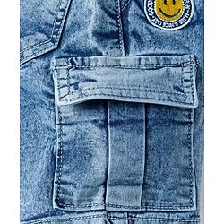 Babyhug Denim Above Knee Length Washed Bermuda With Stretch - Blue