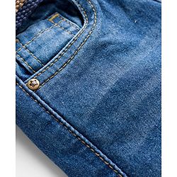 Babyhug Denim Full Length Washed Jeans With Stretch - Navy Blue