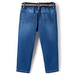Babyhug Denim Full Length Washed Jeans With Stretch - Navy Blue